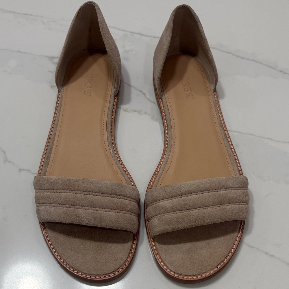 J. Crew taupe suede open-toe D'Orsay sandals